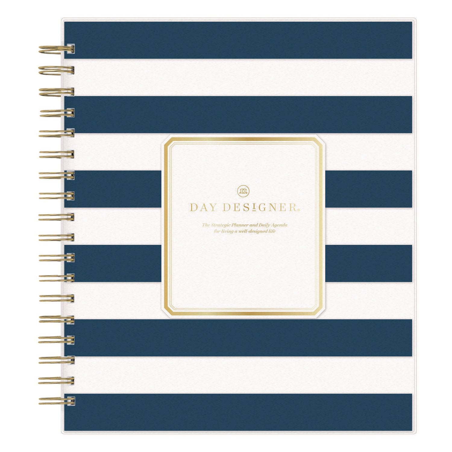 Blue Sky Day Designer Navy Stripe Daily/Monthly Planner, Horizontal Stripe Artwork, 10 x 8, Navy/White Cover, 12-Month (Jan-Dec): 2025 (142098)