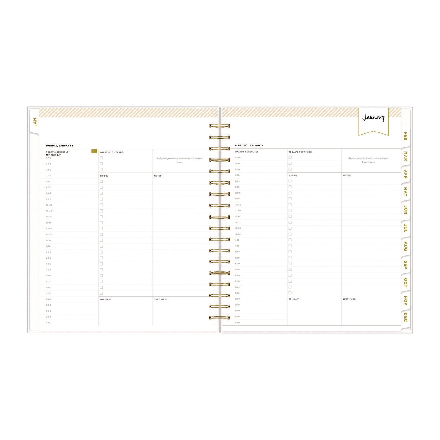 Blue Sky Day Designer Navy Stripe Daily/Monthly Planner, Horizontal Stripe Artwork, 10 x 8, Navy/White Cover, 12-Month (Jan-Dec): 2025 (142098)