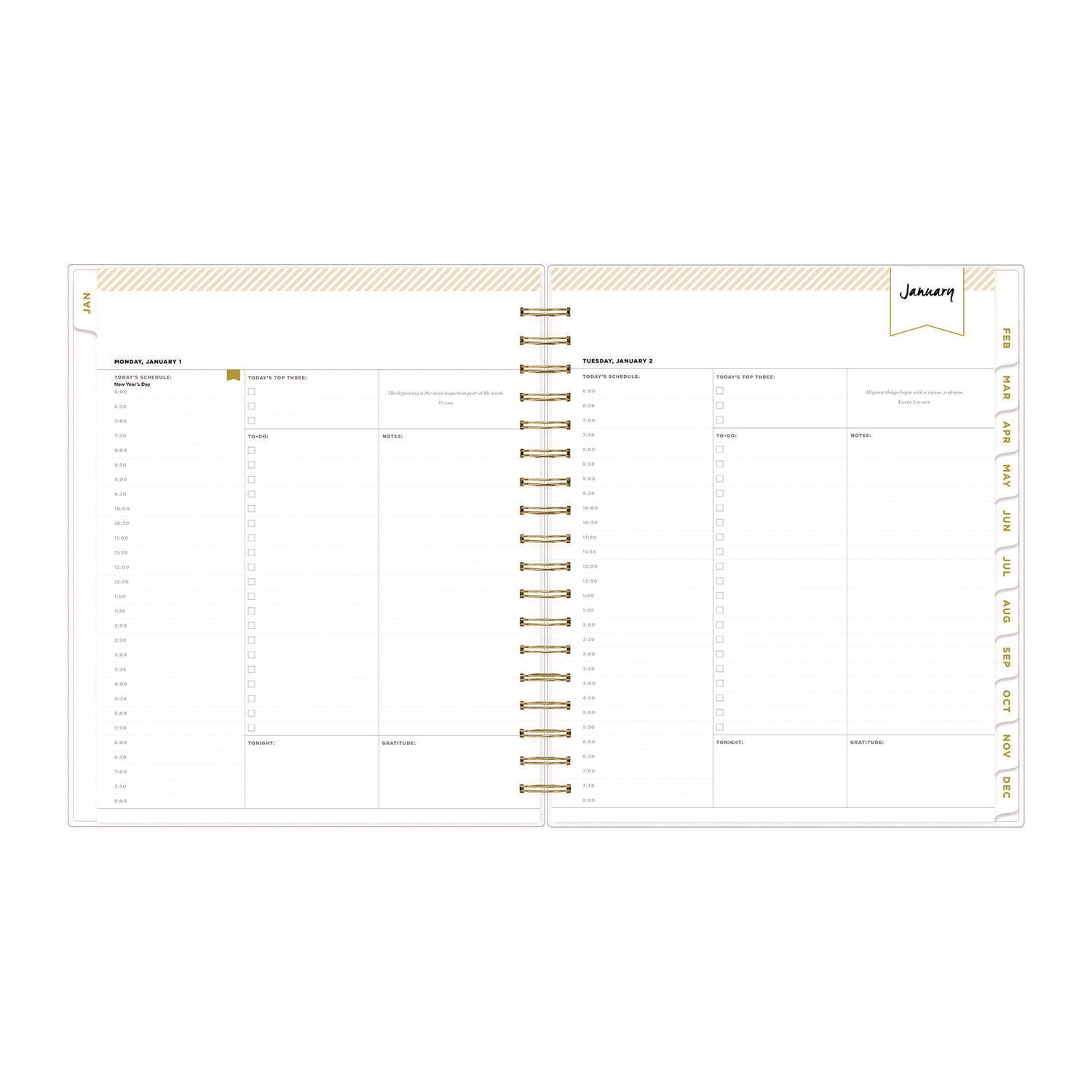 Blue Sky Day Designer Navy Stripe Daily/Monthly Planner, Horizontal Stripe Artwork, 10 x 8, Navy/White Cover, 12-Month (Jan-Dec): 2025 (142098)