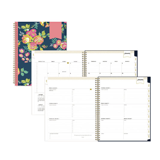 Blue Sky Day Designer Peyton Create-Your-Own Cover Weekly/Monthly Planner, Floral Artwork, 11 x 8.5, Navy, 12-Month (Jan to Dec): 2025 (103617)