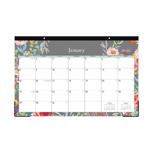 Blue Sky Sophie Desk Pad, Floral Artwork, 17 x 11, Multicolor Sheets, Black Binding, Clear Corners, 12-Month (Jan to Dec): 2025 (140089)