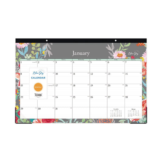 Blue Sky Sophie Desk Pad, Floral Artwork, 17 x 11, Multicolor Sheets, Black Binding, Clear Corners, 12-Month (Jan to Dec): 2025 (140089)