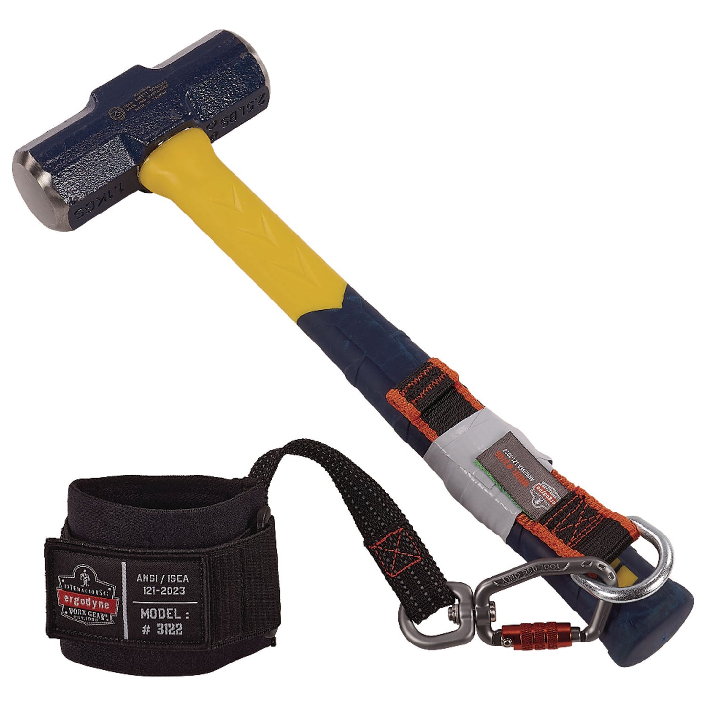 ergodyne Squids 3122 Pull-On Wrist Tool Lanyard with Carabiner Anchor, 5 lb Max Working Capacity, 7" Long, Black (19084)