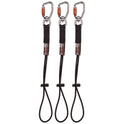 ergodyne Squids 3714 Elastic Tool Tail Lanyard w/Carabiner and Cinch Loop, 10 lb Max Working Capacity, 15" Long, Black, 3/Pack (19766)