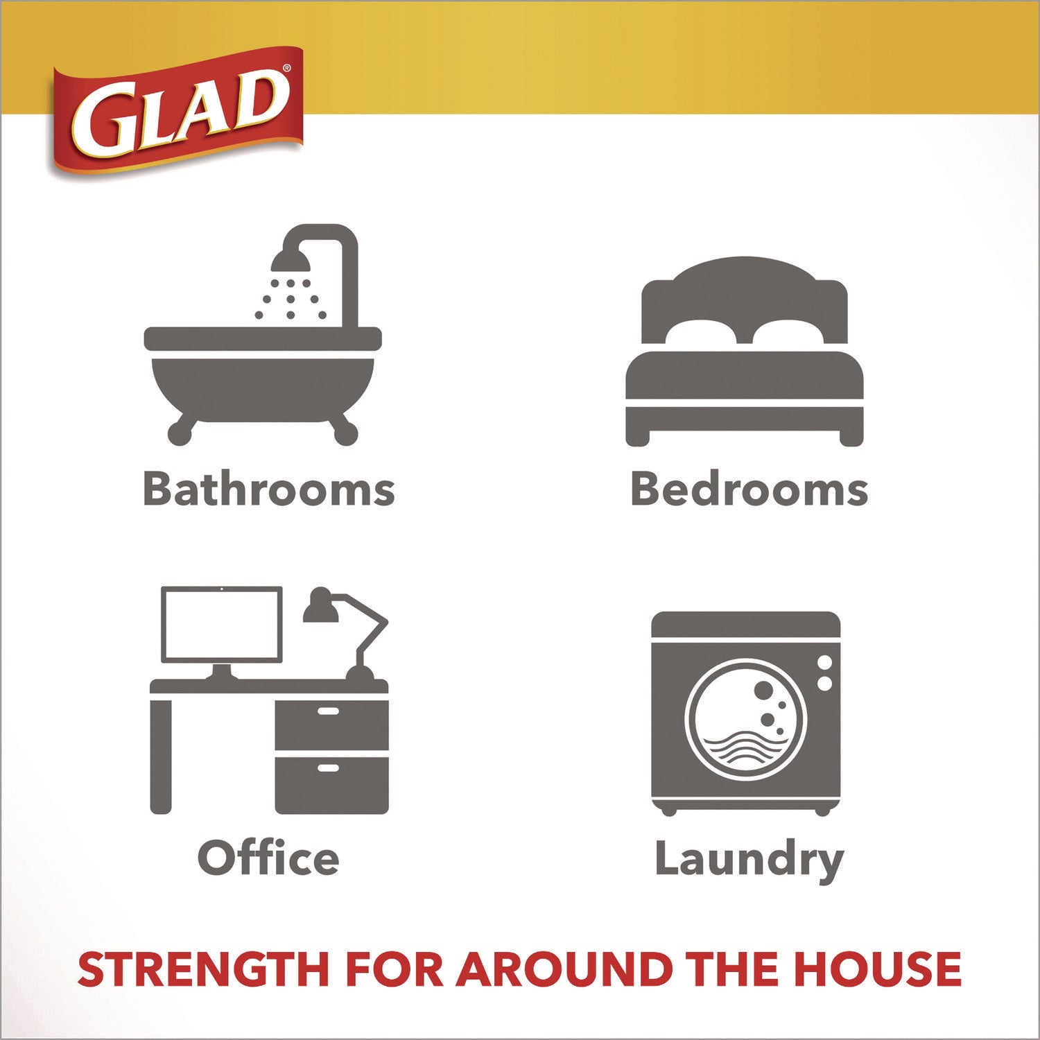 Glad Medium Drawstring Trash Bags with Clorox, 8 gal, Lemon Fresh Bleach Scent, 0.74 mil, 23" x 21.63", Gray, 26/Box (79316)