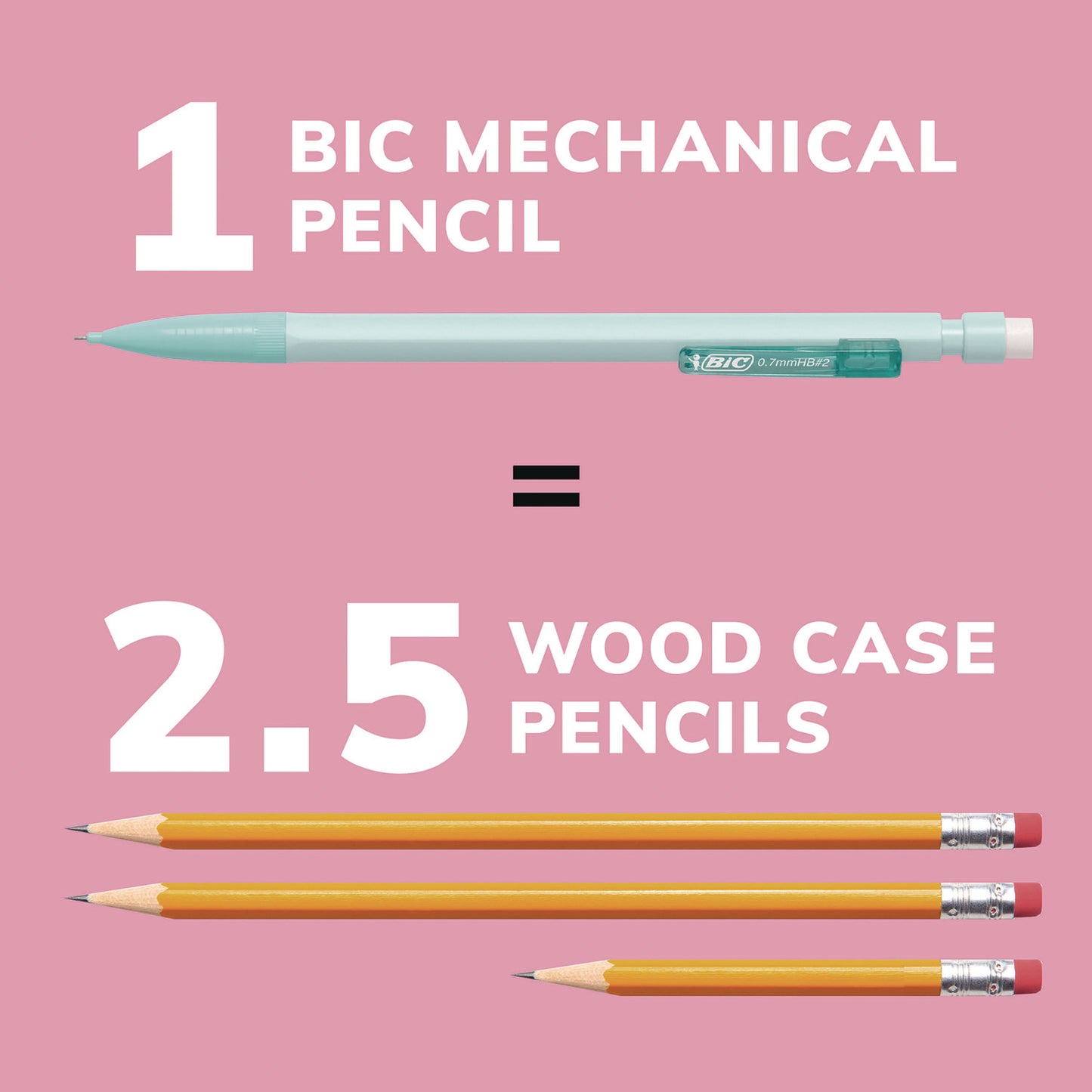 BIC Xtra-Smooth Pastel Edition Mechanical Pencils, 0.7 mm, HB (#2), Black Lead, Assorted Barrel Colors, 24/Pack (MPNP24BLK)