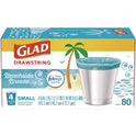 Glad Small Kitchen Drawstring Trash Bags, 4 gal, Beachside Breeze Scent, 0.5 mil, 18" x 17", Blue, 80/Box (79155)