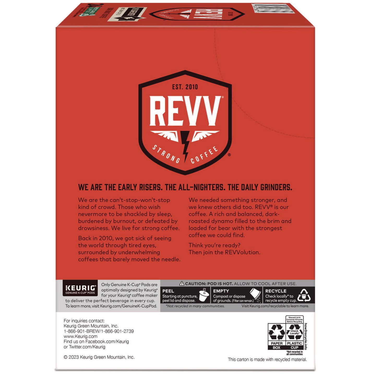 Revv NO SURRENDER K-Cup, Dark Roast, K-Cup, 24/Box (6873)