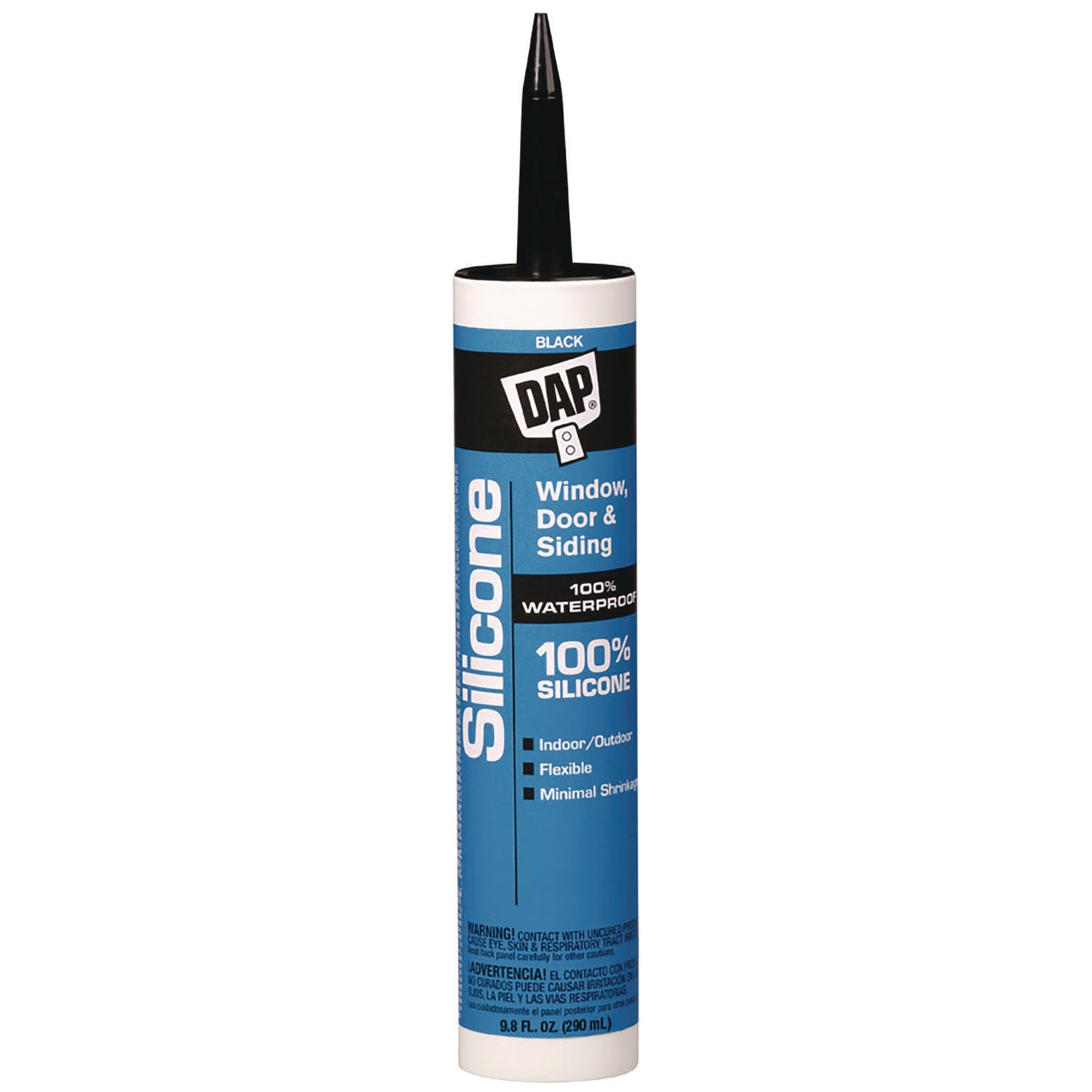 DAP SILICONE PLUS Premium Window, Door and Siding 100% Silicone Sealant, 9.8 oz Tube, Black (7079808642)