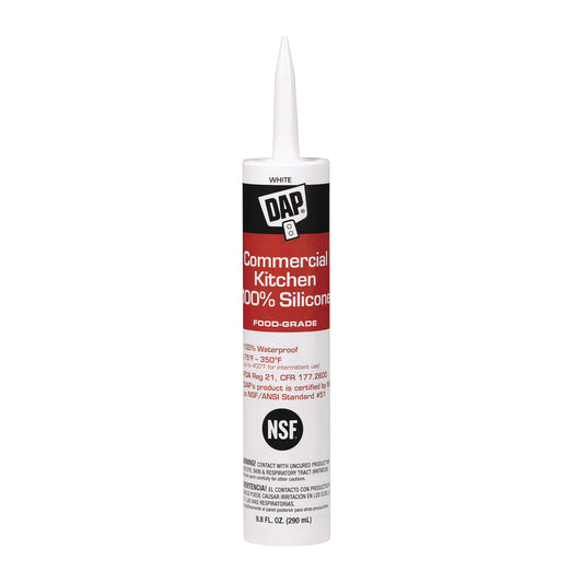 DAP Commercial Kitchen Silicone Sealant, 9.8 oz Tube, White (7079808656)