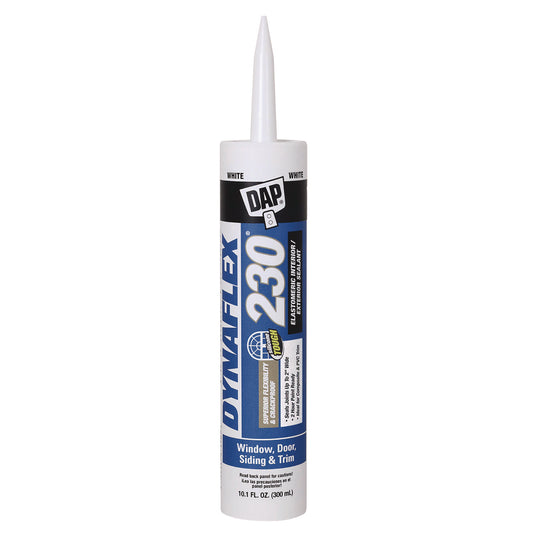 DAP Dynaflex 230 Premium 100% Waterproof Indoor/Outdoor Elastomeric Sealant, 10.1 oz Tube, White (7079818275)