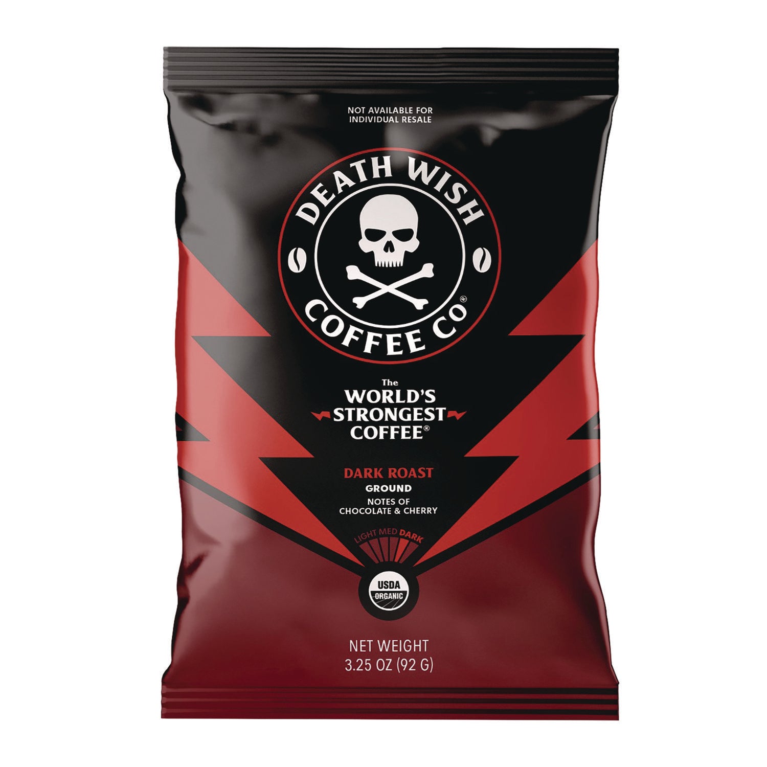 Death Wish Coffee Coffee Frac Pack, Regular, 3.25 oz Fraction Pack, 25/Carton (EWC34354)