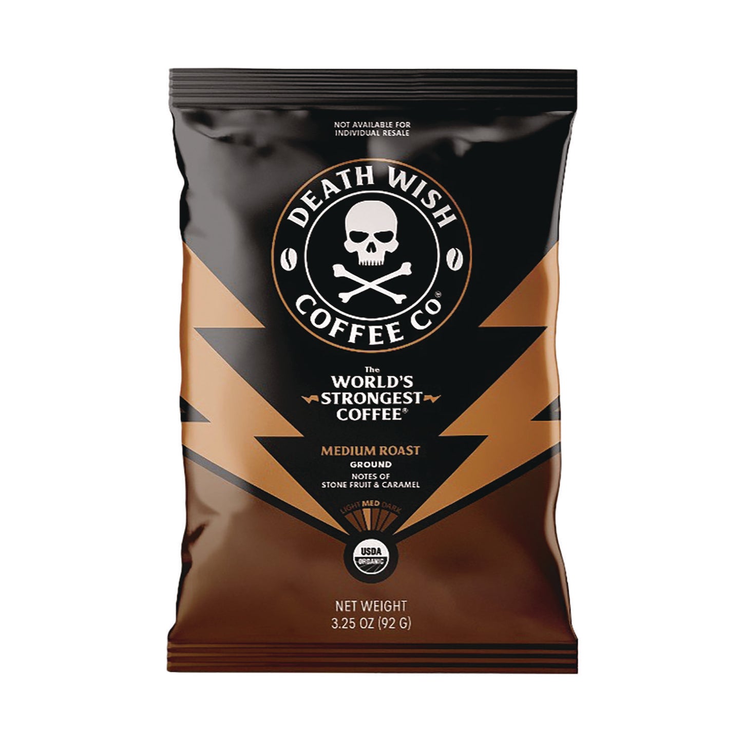 Death Wish Coffee Medium Roast Coffee Frac Pack, Regular, 3.25 oz, 25/Carton (EWC34355)
