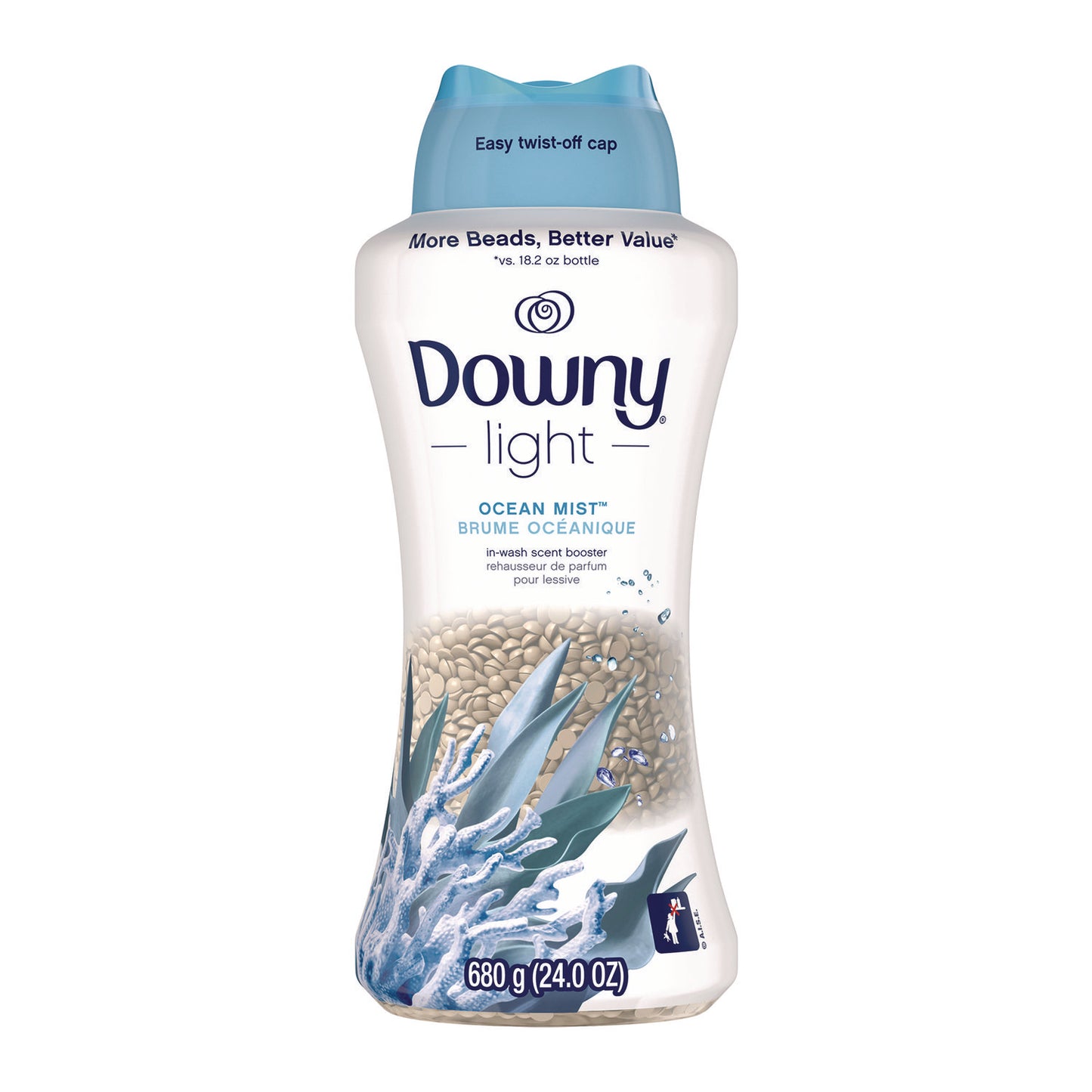 Downy Light In-Wash Scent Booster Beads, Ocean Mist Scent, 24 oz Pour Bottle (08779)