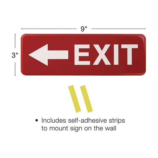 Excello Global Products Emergency Exit Indoor/Outdoor Wall Sign, 9 x 3, Red Face, White Graphics, 2/Pack (EGPHD0257S)