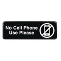 Excello Global Products No Cell Phone Use Please Indoor/Outdoor Wall Sign, 9 x 3, Black Face, White Graphics, 3/Pack (EGPHD0266S)