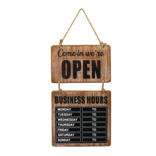 Excello Global Products Business Hours Outdoor Sign, 9.75 x 22.5, Brown Face, Black/White Lettering, Chalkboard (EGPHD0310S)