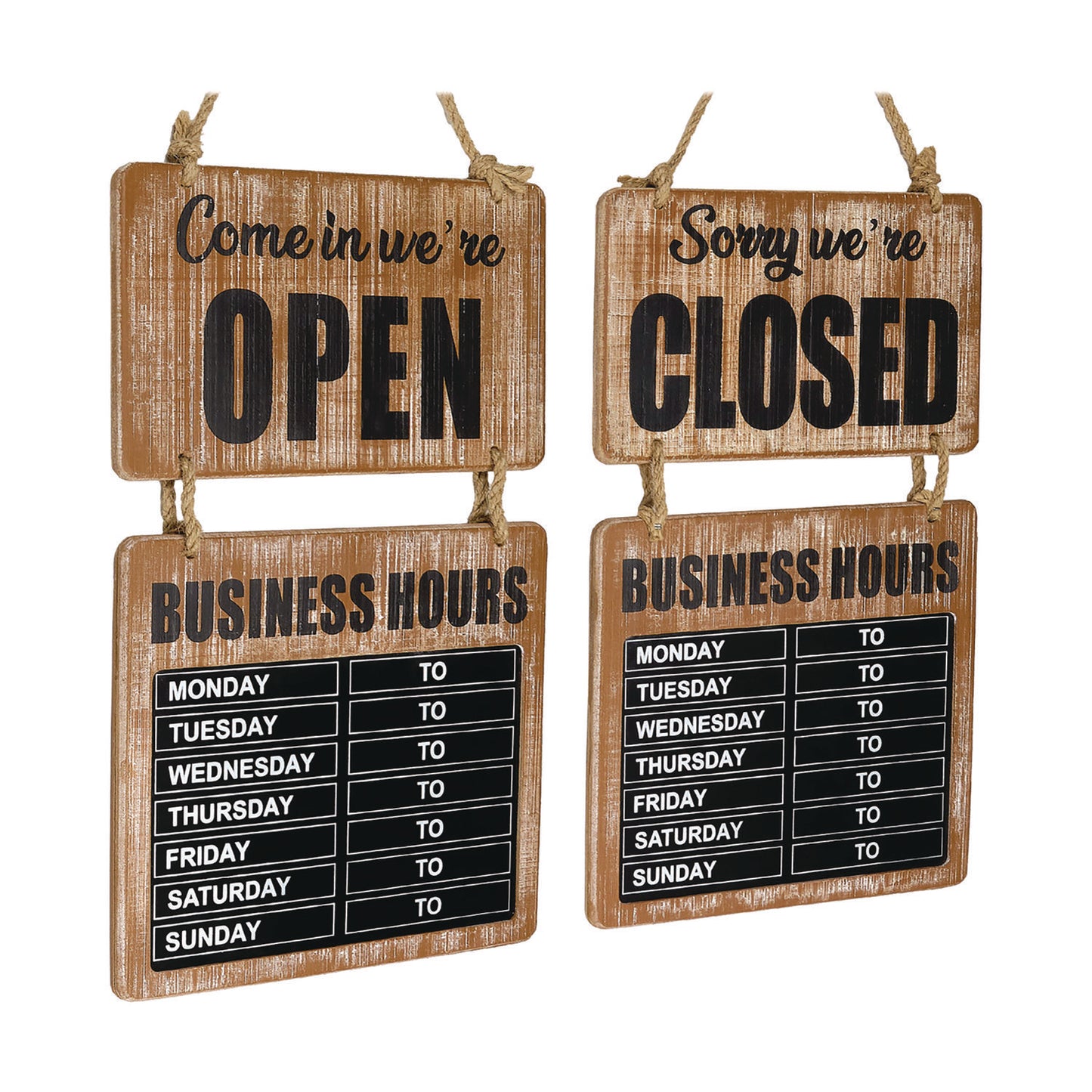 Excello Global Products Business Hours Outdoor Sign, 9.75 x 22.5, Brown Face, Black/White Lettering, Chalkboard (EGPHD0310S)