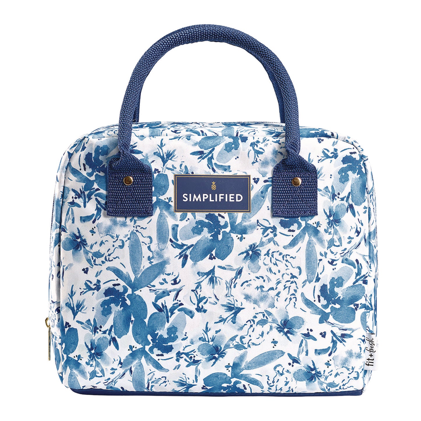 fit + fresh Simplified Lunch Bag, 9 x 6 x 10, Blue Floral (7039SIM3166)