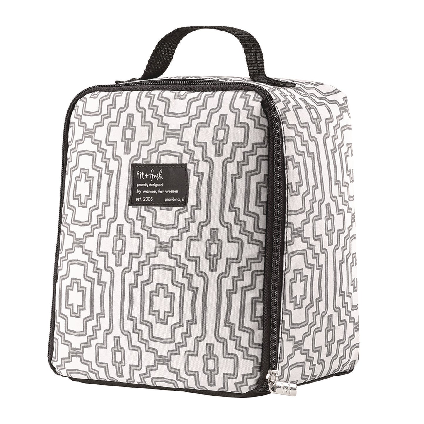 fit + fresh Lunch Bag, 8 x 6 x 10, Black and White Geometric (7613FF3242)