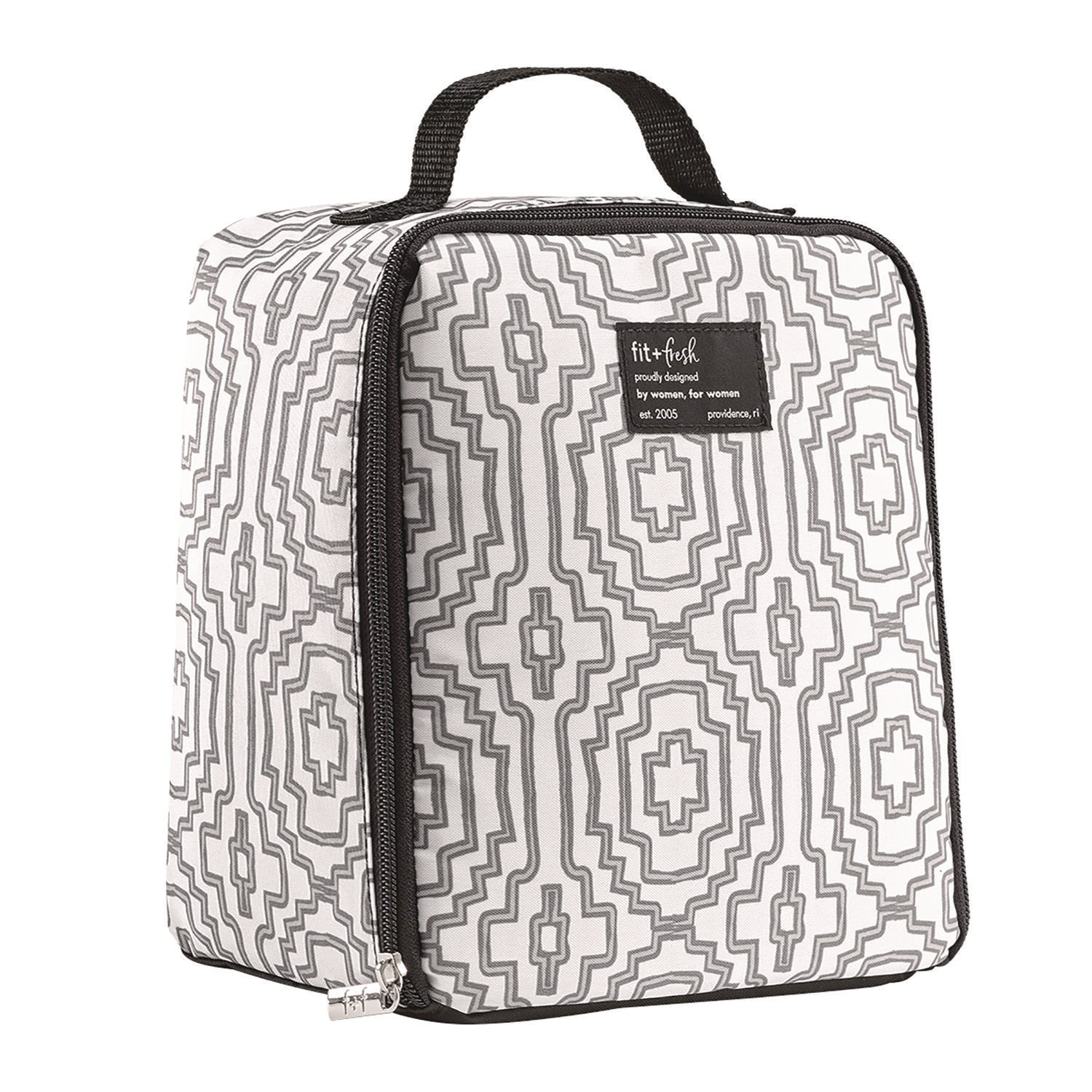 fit + fresh Lunch Bag, 8 x 6 x 10, Black and White Geometric (7613FF3242)