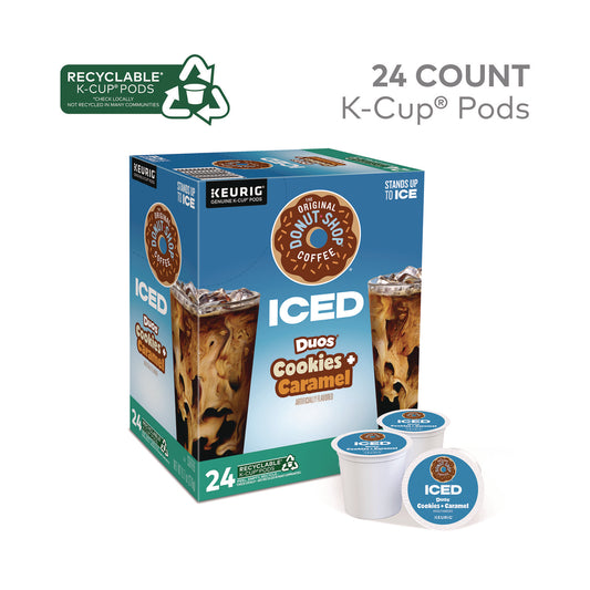 The Original Donut Shop Iced Duos Cookies + Caramel Iced Coffee K-Cup Pods, 24/Box (5000373021)