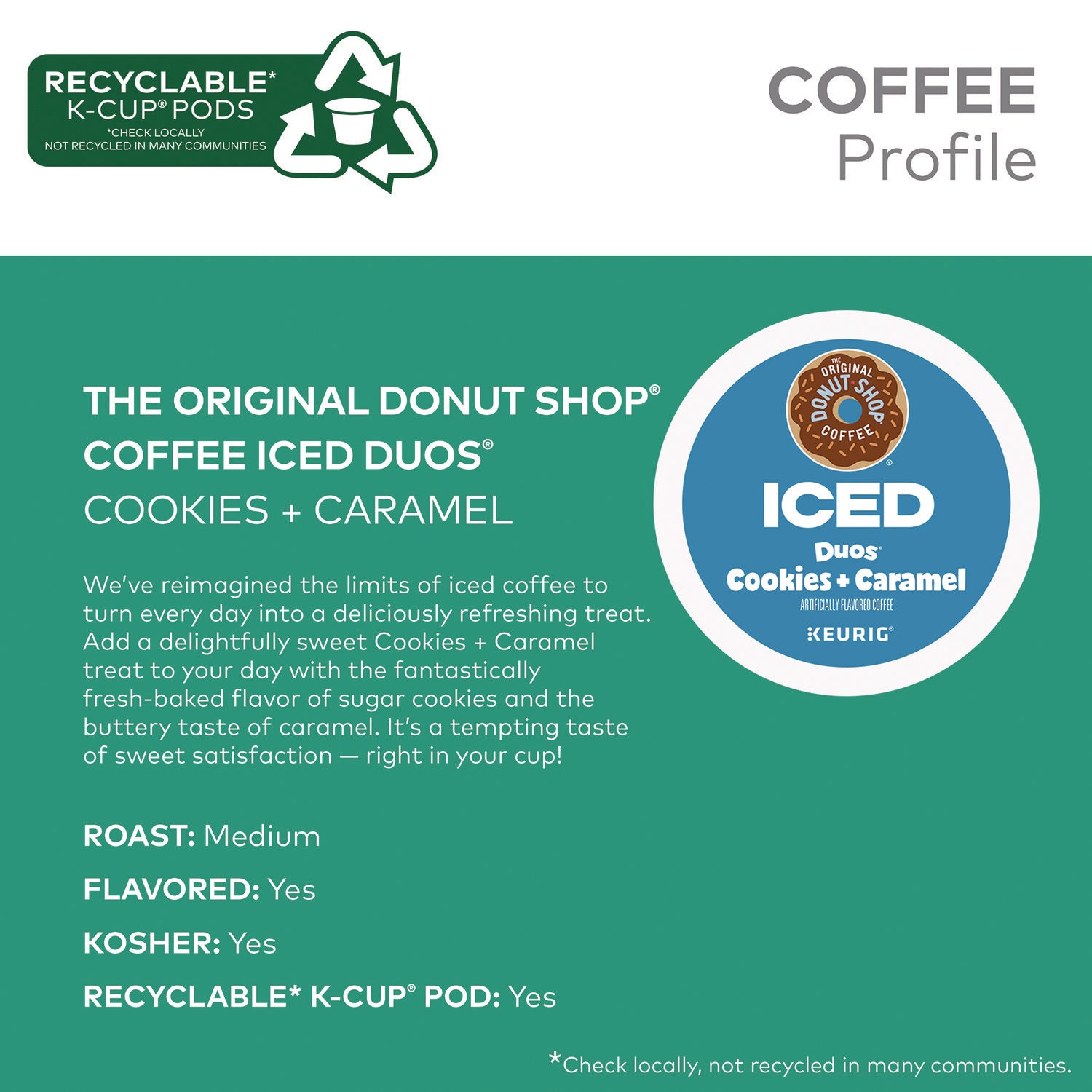 The Original Donut Shop Iced Duos Cookies + Caramel Iced Coffee K-Cup Pods, 24/Box (5000373021)