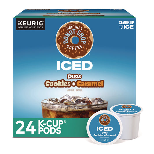 The Original Donut Shop Iced Duos Cookies + Caramel Iced Coffee K-Cup Pods, 24/Box (5000373021)