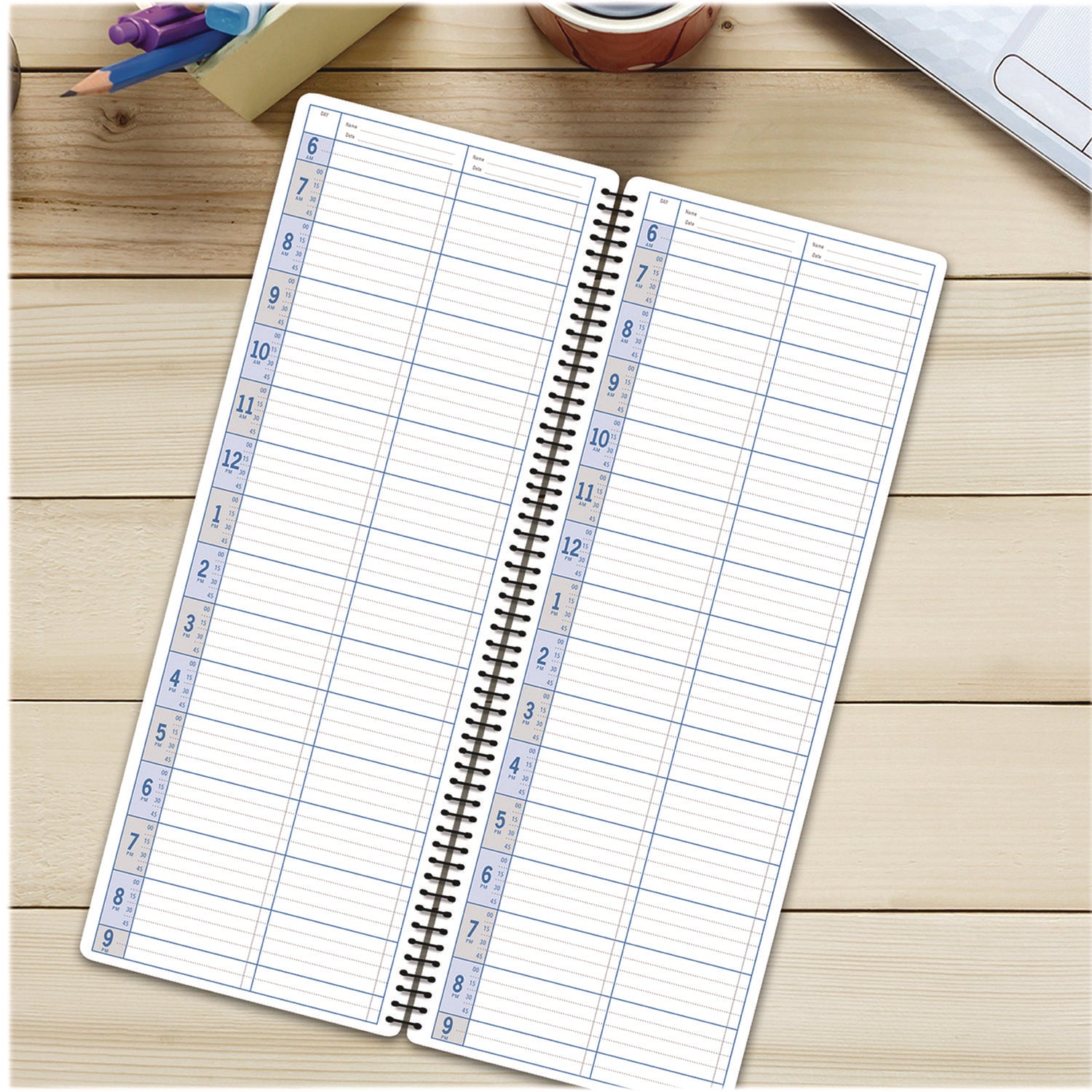 Global Printed Products Daily Appointment Book, 13.5 x 5, Brown Cover, Undated, 2/Pack (SPLS0083)