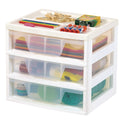 Iris 3-Drawer Desktop Storage, Plastic, 14.6 x 12.31 x 12.75, White/Clear (301161)