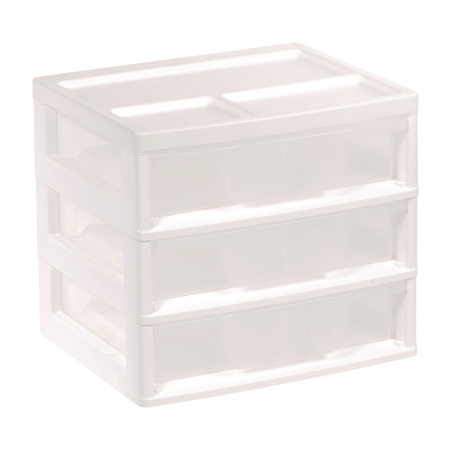 Iris 3-Drawer Desktop Storage, Plastic, 14.6 x 12.31 x 12.75, White/Clear (301161)