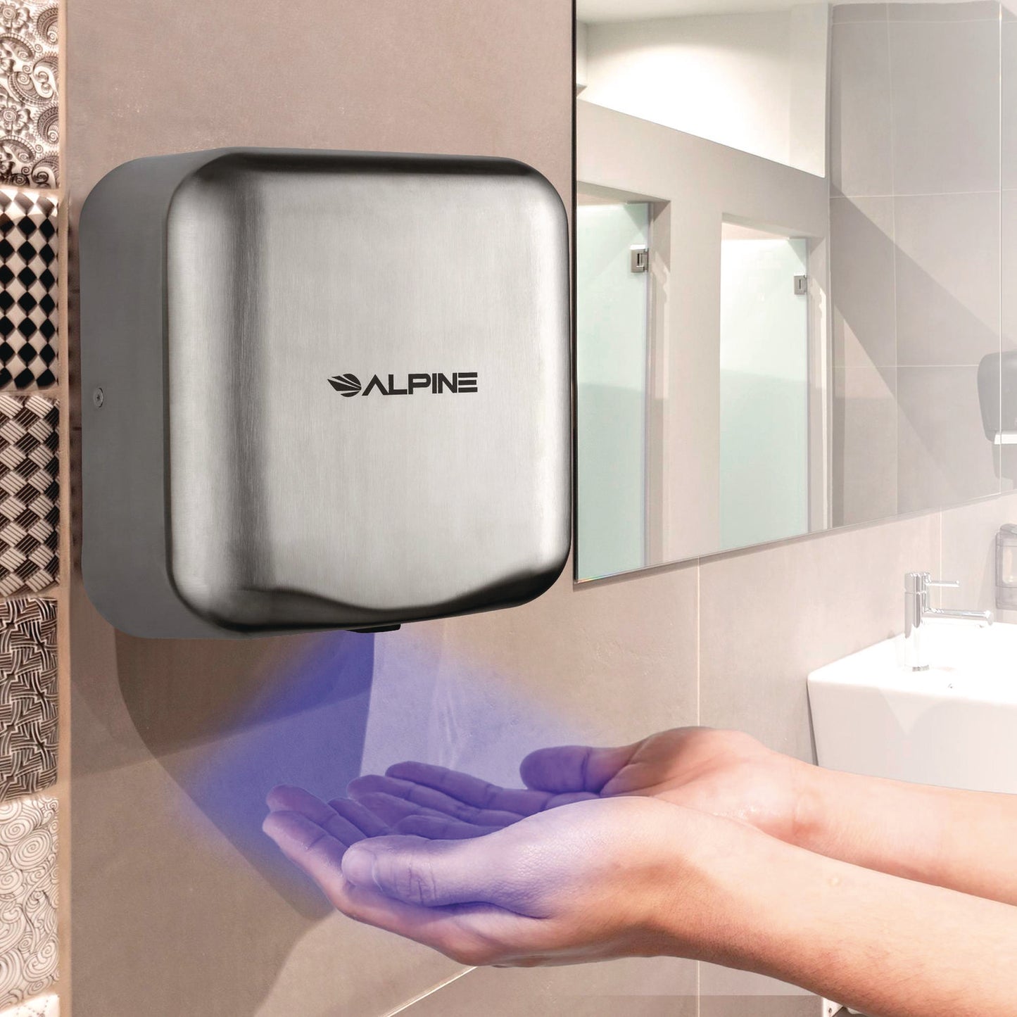 Alpine Hemlock Commercial 220V Automatic Hand Dryer, 6.68 x 11.41 x 12.31, Stainless Steel, Silver (ALP40020SSB)