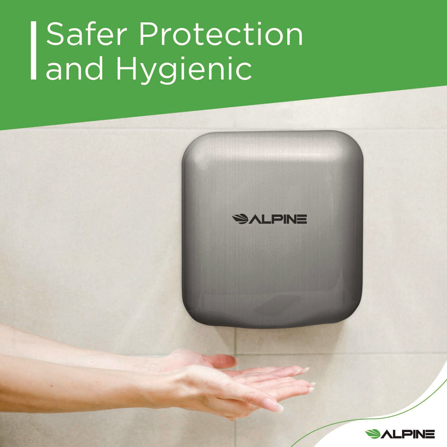 Alpine Hemlock Commercial 220V Automatic Hand Dryer, 6.68 x 11.41 x 12.31, Stainless Steel, Silver (ALP40020SSB)