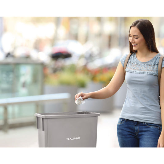 Alpine Slim 23 Gallon Indoor Trash Can, Plastic, Gray (477GRY)