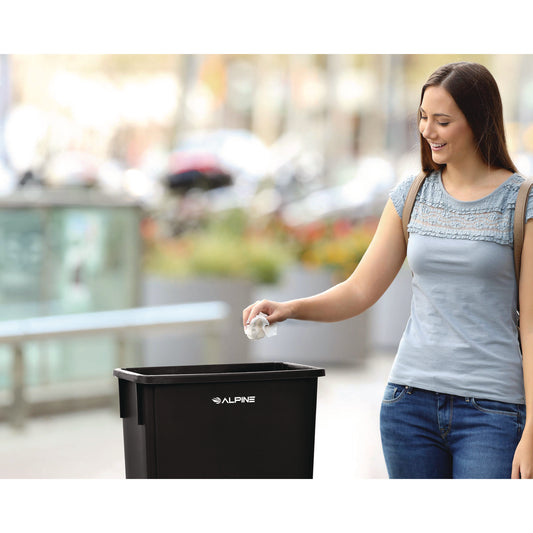 Alpine Slim 23 Gallon Indoor Trash Can, Plastic, Black (ALP477BLK)