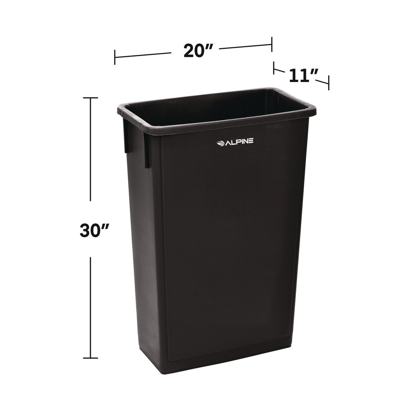 Alpine Slim 23 Gallon Indoor Trash Can, Plastic, Black (ALP477BLK)