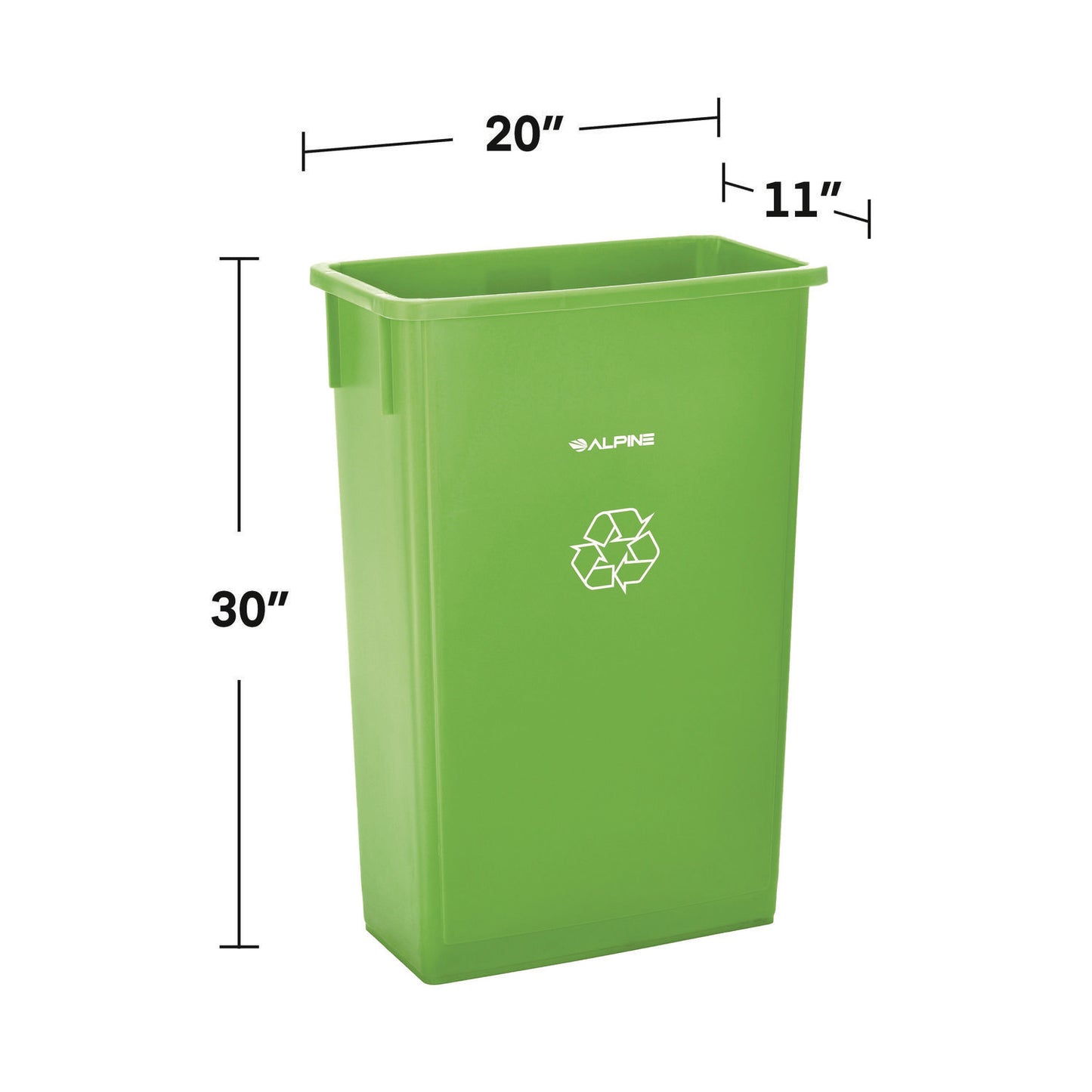 Alpine Slim 23 Gallon Recycling Bin, Plastic, Lime Green (ALP477LGRN)