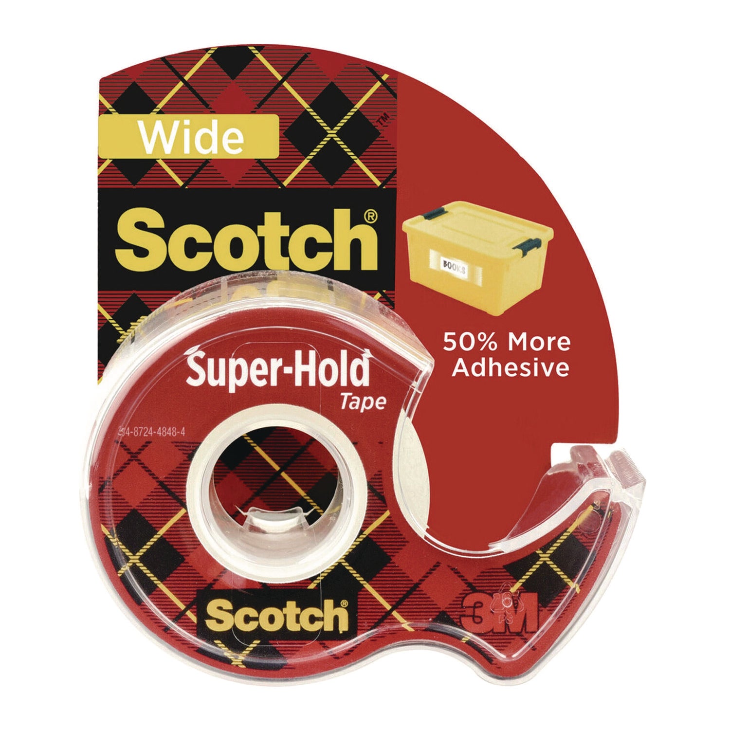 Scotch Super-Hold Wide Invisible Tape, 1.5" x 18 yds, Crystal Clear (198W)