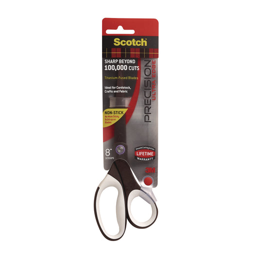 Scotch Ultra Edge Titanium Standard Scissors, 8" Long, Black/White (1468TNSMXESF)