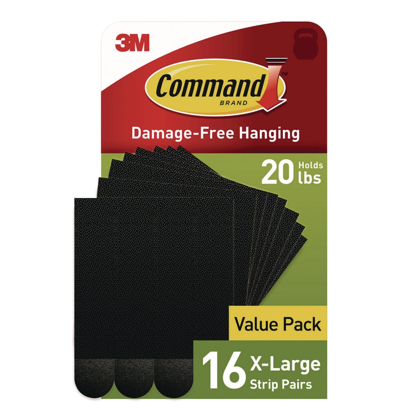 Command Picture Hanging Strips, X-Large, Removable, Holds up to 20 lbs per 4 Pairs, 16 Strip Pairs/Pack (17217BLK16NA)