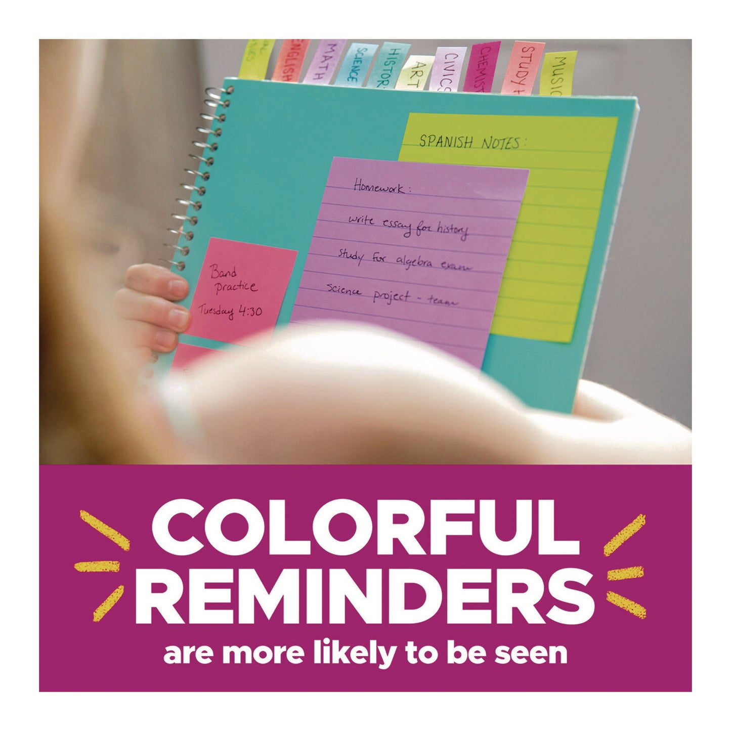 Post-it Pads in Playful Primary Colors, 3" x 3", 45 Sheets/Pad, 5 Pads/Pack (33215SSAN)