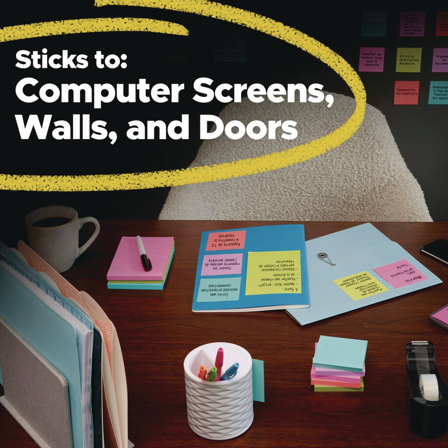 Post-it Pads in Playful Primary Colors, 3" x 3", 45 Sheets/Pad, 5 Pads/Pack (33215SSAN)