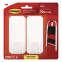 Command X-Large Utility Hooks, Plastic, White, 10 lb Capacity, 2 Hooks and 6 Strips/Pack (170102ES)