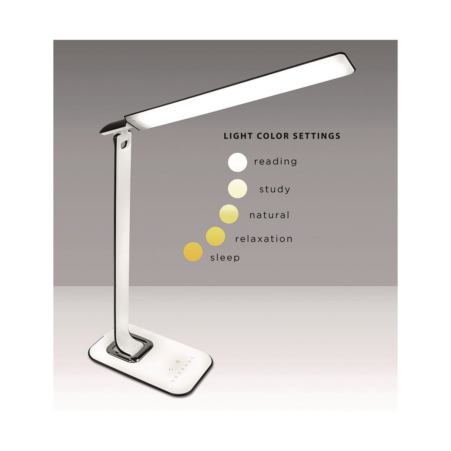 MOUNT-IT! Turcom RelaxaLight Dimmable LED Desk Lamp with USB, Adjustable Neck, 16" to 28.5" High, White (TS7005)