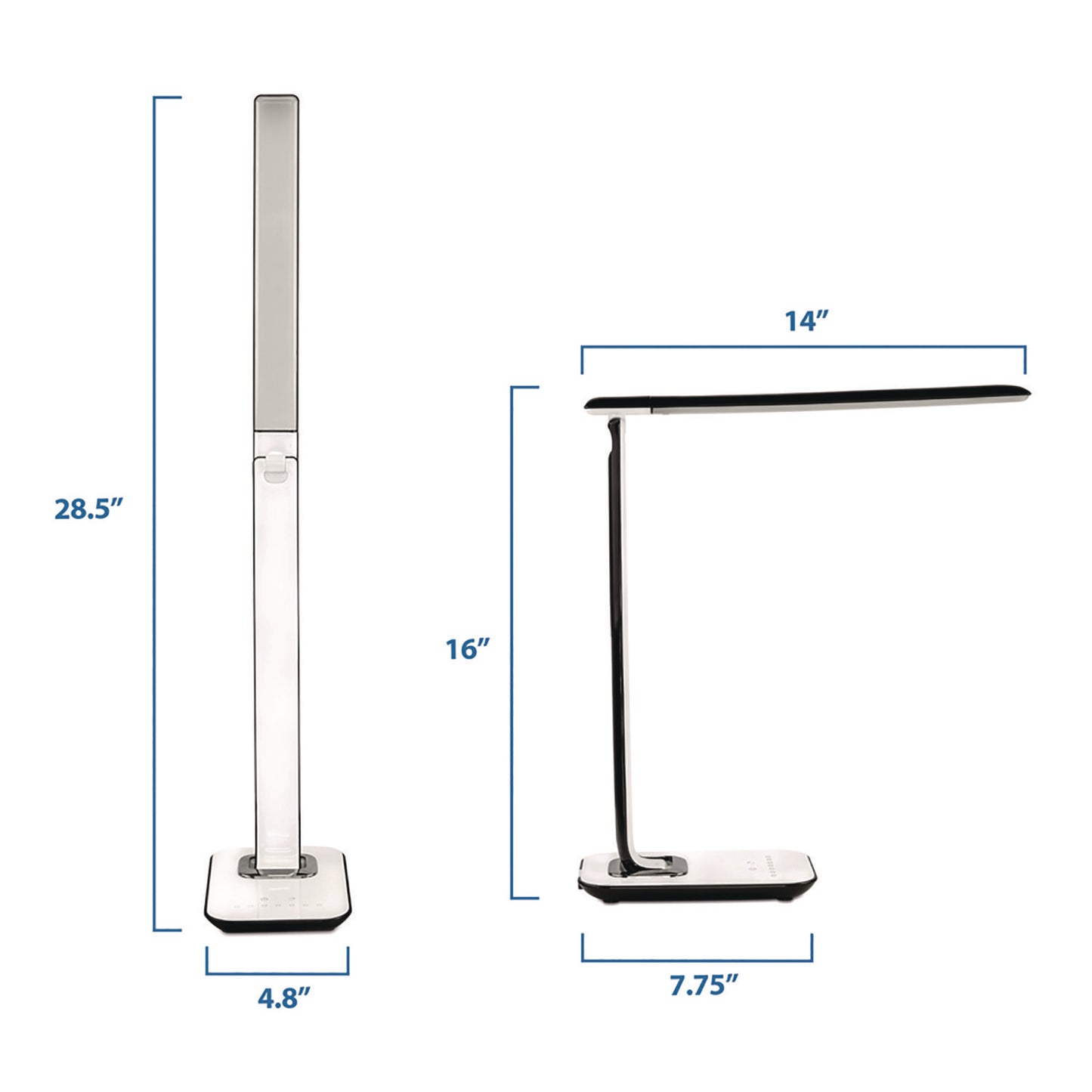 MOUNT-IT! Turcom RelaxaLight Dimmable LED Desk Lamp with USB, Adjustable Neck, 16" to 28.5" High, White (TS7005)