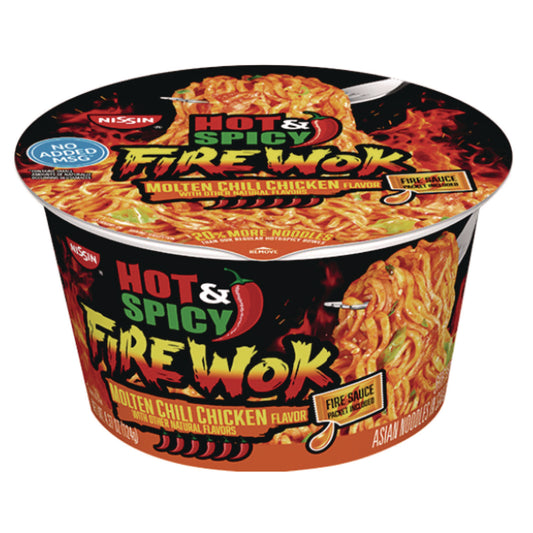 Nissin Hot and Spicy Fire Wok Molten Chili Chicken, 4.37 oz Bowl, 6/Carton (NIS19503)