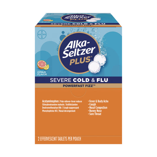 Alka-Seltzer Plus PowerFast Fizz Sever Cold and Flu Effervescent Tablet, 2 Tablets/Pouch, 30 Pouches/Box (97319)