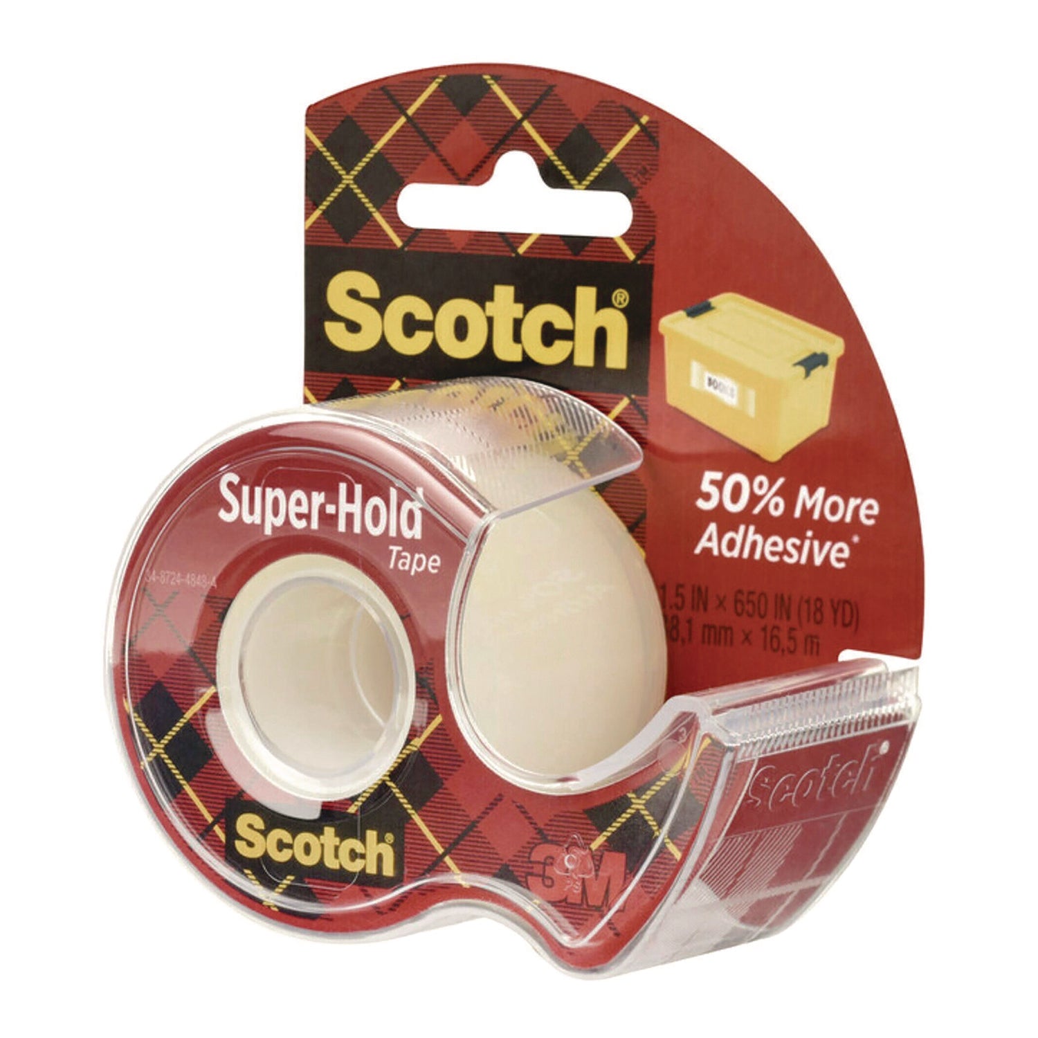 Scotch Super-Hold Wide Invisible Tape, 1.5" x 18 yds, Crystal Clear (198W)