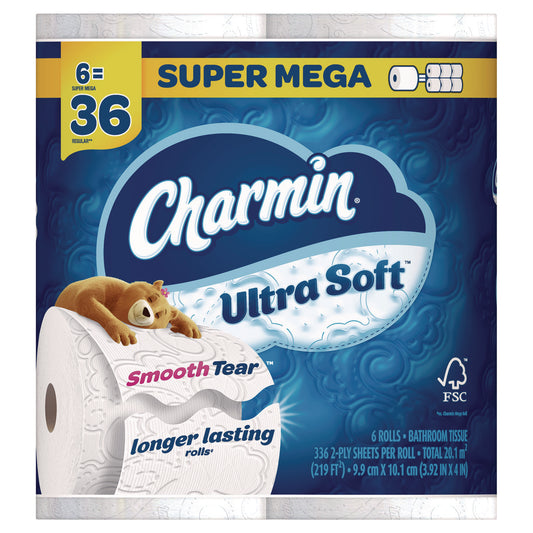 Charmin Ultra Soft Bathroom Tissue, Septic Safe, 2-ply, White, 336 Sheets/roll, 6 Rolls/pack