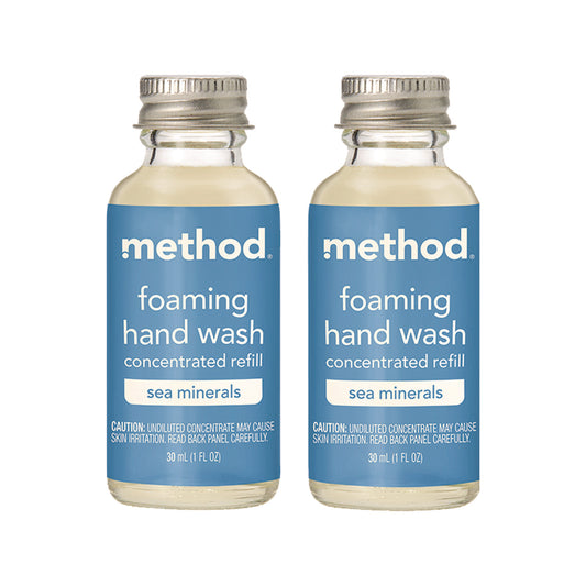 Method Refill + Reuse Foaming Hand Soap Refill, Sea Minerals, 1 oz Refill Bottle, 2/Pack (356009)